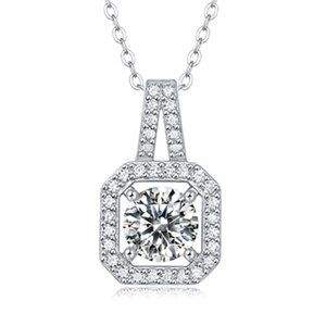 1-Carat Round Brilliant Cut Halo Necklace GRA Lab Certified Moissanite Diamond